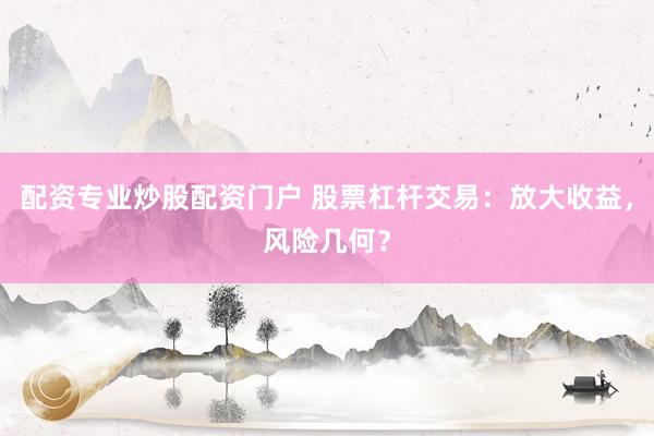 配资专业炒股配资门户 股票杠杆交易：放大收益，风险几何？